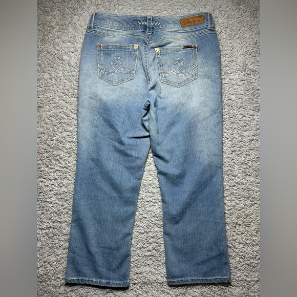Seven7 Jeans Womens 14 Straight Crop Light Wash Stretch Embroidered Relaxed - Picture 5 of 6